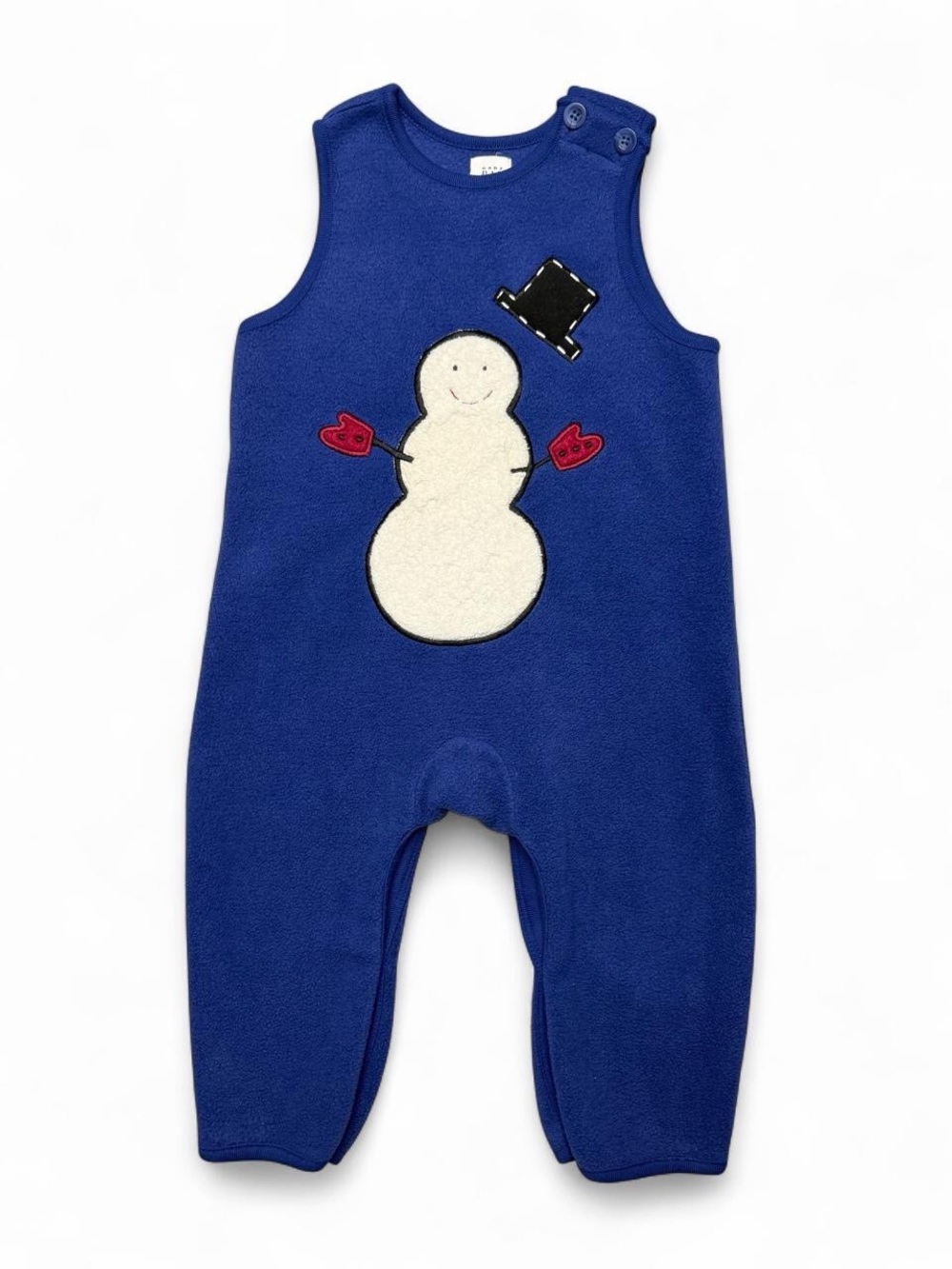 Y2K Baby Gap Blue Fleece Snowman Romper Longall 18-24M